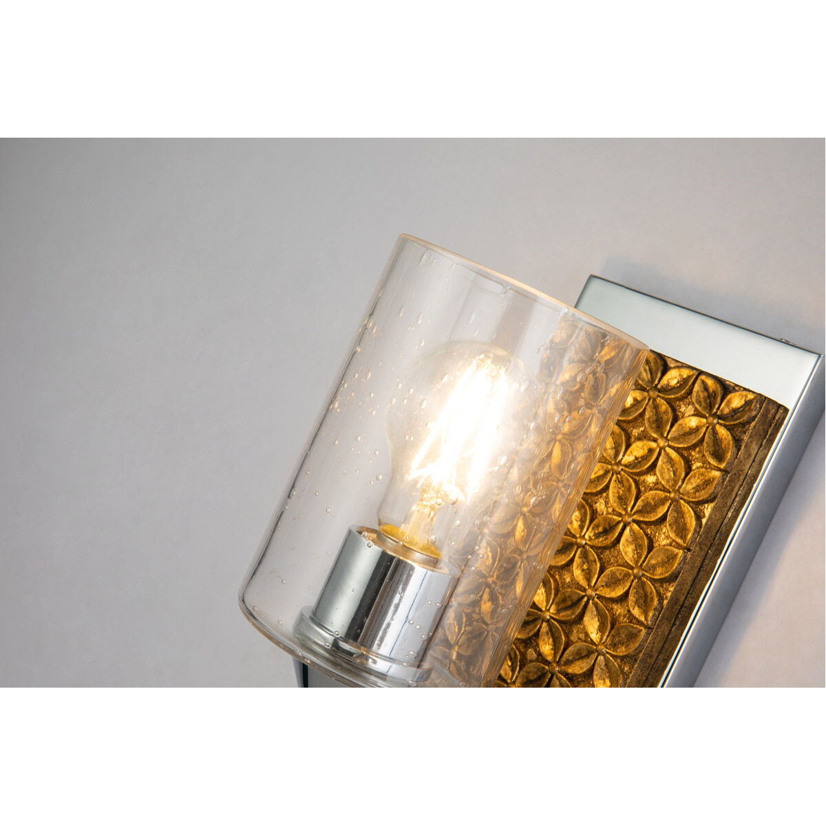 Arcadia 1 Light 5 inch PC Bath Light Wall Light in Polished Chrome with Gold